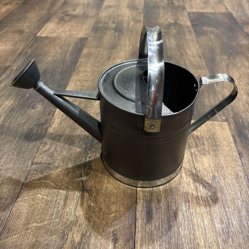 Modern Black Metal Watering Can Indoor Outdoor Garden Decor Watering Pot 15”